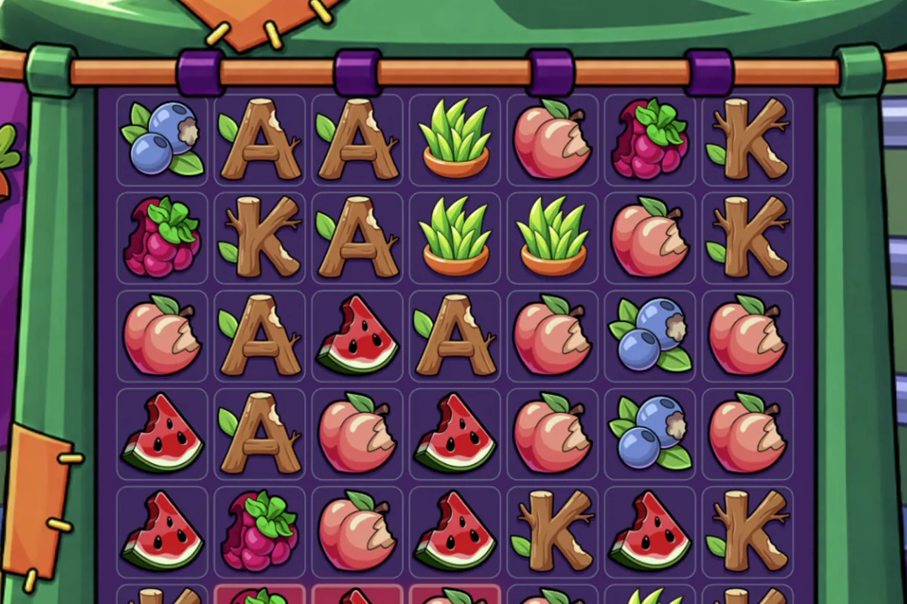 The Salad Rush 7x7 board of fruit and veg symbols